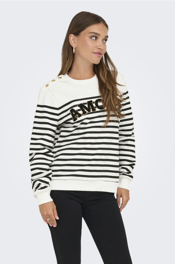 ONLALLIE L/S STRIPE O-NECK CS SWT 15333434 Cloud Dancer/Black